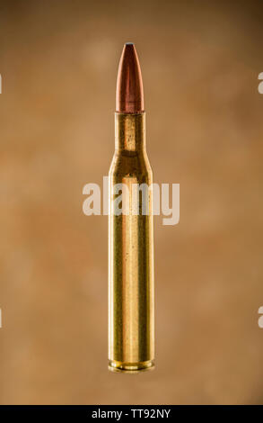 An example of the .270 Winchester centrefire rifle cartridge with a soft-nosed bullet. The .270 Winchester cartridge was developed by the Winchester R Stock Photo