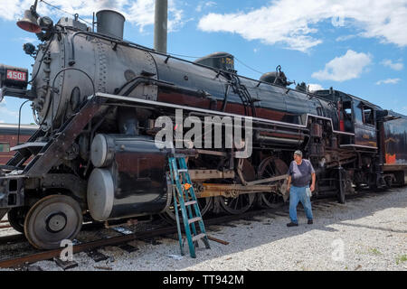 American steam locomotive. Southern Railway 4501. 1st built  of US Mikado-type 2-8-2. Located at Tennessee Valley Railroad museum Chattanooga Tennesse Stock Photo