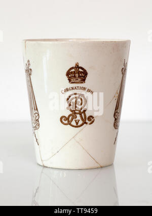 1911 King George Coronation Souvenir Cup Stock Photo