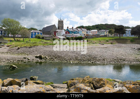 The picturesque harbour town Aberaeron in Ceredigion, Wales, with brightly painted houses Stock Photo