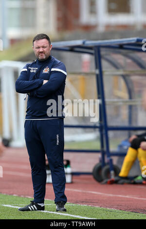 Barry, UK. 15th June, 2019. Gavin Chesterfield, the manager of Barry Town Utd .Barry Town United v Panjab FA, football friendly match at Jenner Park in Barry, South Wales on Saturday 15th June 2019. Barry Town are using the match as preparation for their forthcoming European matches. pic by Andrew Orchard/Andrew Orchard sports photography/Alamy Live news Credit: Andrew Orchard sports photography/Alamy Live News Stock Photo