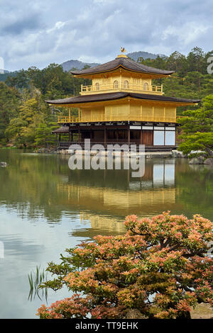 Golden pavilion, Kyoto, Japan, with a reflection in the lake. Stock Photo