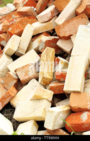Bricks pile background Stock Photo