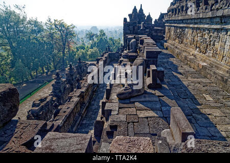 Borobudur, Central Java, Indonesia. 7th May, 2019. The 9th-century Buddhist Borobudur Temple Compounds, UNESCO World Heritage Site, Central Java.