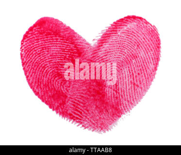 Heart of fingerprints on white paper background Stock Photo