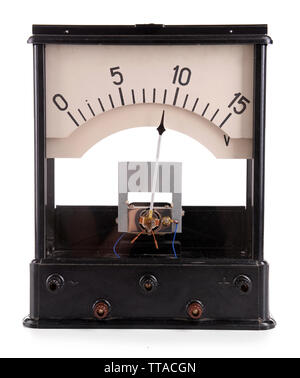 Vintage voltmeter isolated on white Stock Photo
