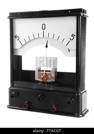 Vintage voltmeter isolated on white Stock Photo