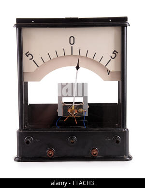 Vintage voltmeter isolated on white Stock Photo