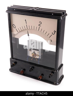 Vintage voltmeter isolated on white Stock Photo
