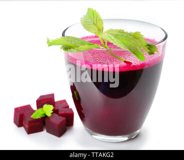 Fresh beet juice isolated on white Stock Photo