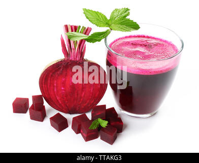 Fresh beet juice isolated on white Stock Photo