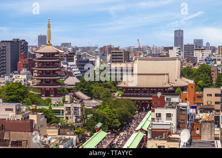 aerial view of nakamise dori and sensoji in tokyo Stock Photo