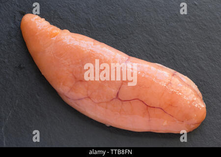 Raw, uncooked cod roe bought from a supermarket in the UK. The cod ...