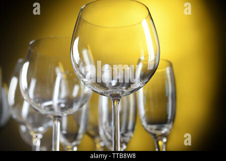 Download Empty Wine Glasses On Yellow Background Stock Photo Alamy PSD Mockup Templates