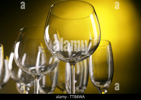 Download Empty Wine Glasses On Yellow Background Stock Photo Alamy Yellowimages Mockups