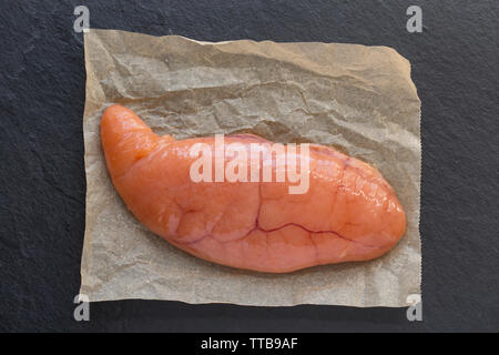 Raw, uncooked cod roe bought from a supermarket in the UK. The cod ...