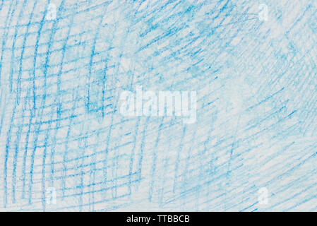 blue color crayon doodles on white paper background texture Stock Photo