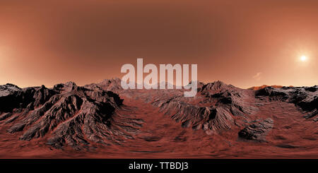 planet Mars, 8K HDRI map, spherical environment panorama background, light source rendering (3d equirectangular illustration) Stock Photo