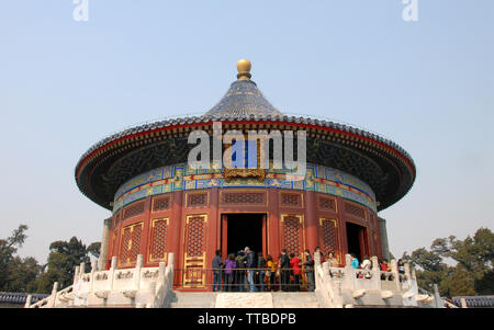 Temple of Heaven in Beijing, China (Tian Tan in Beijing, China). Tiantan means Altar of Heaven. This specific temple is the Imperial Vault of Heaven. Stock Photo