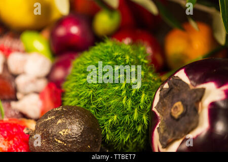 Cluse Up of seasonal food on decorated table