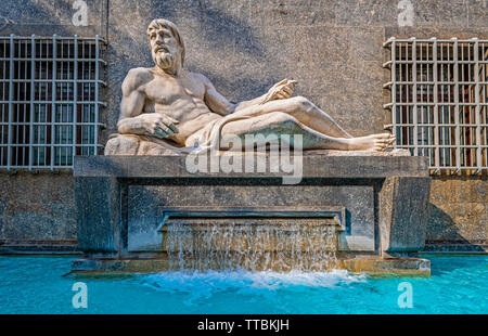 Italy Piedmont Turin Piazza CLN - Po river Statue Stock Photo