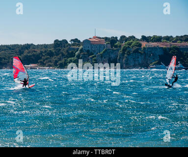 Windsurfing in the Bay of Cannes, France Stock Photo