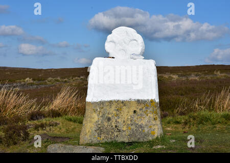 Whitewashed Fat Bettymarker on the Danby High Moors. Stock Photo