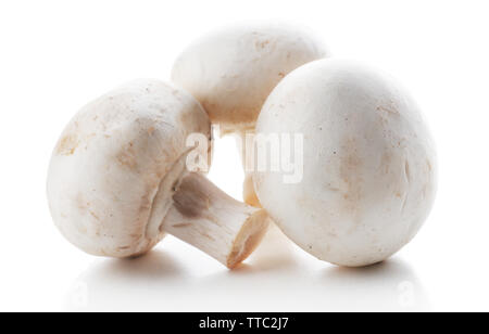 A bunch of champignon mushrooms isolated on white background Stock Photo