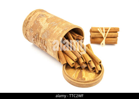 stick cinnamon on white background. Stock Photo