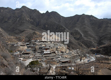 Cuandixia (Chuandixia) is an ancient town/village near Beijing, China. Chuandixia has Ming and Qing Dynasty Chinese architecture with courtyard homes. Stock Photo