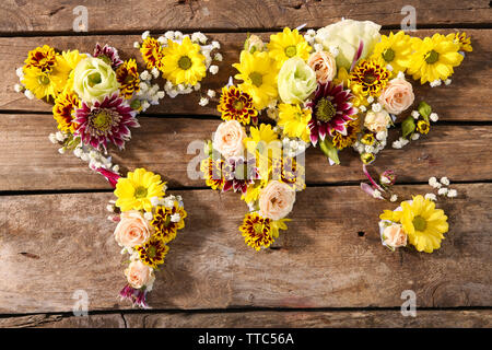 Map of world made from different kinds of flowers, close-up Stock Photo