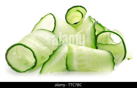 Sliced cucumbers isolated on white Stock Photo