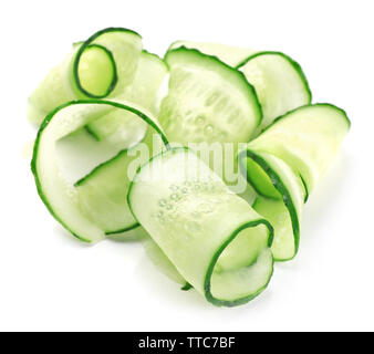 Sliced cucumbers isolated on white Stock Photo