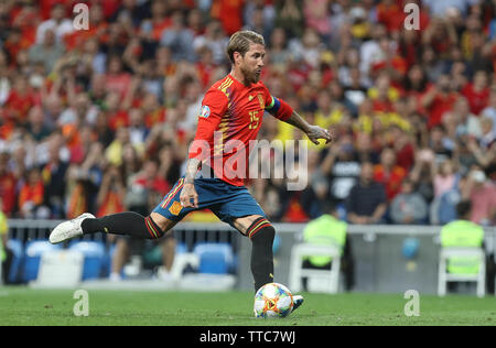 Sergio Ramos  in Spain during the UEFA Euro 2020 Qualifying Group F football match between Spain and Sweden on June 10, 2019 at Santiago Bernabeu stadium in Madrid, Spain - Photo Laurent Lairys / DPPI Stock Photo