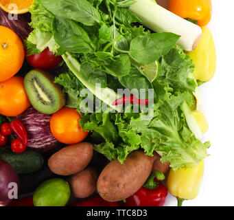 Fruit and vegetable collection on white background Stock Photo
