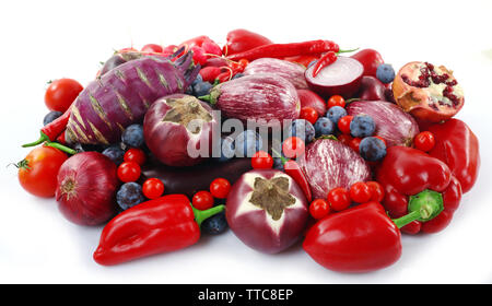 Colourful fruit and vegetable composition on white background Stock Photo