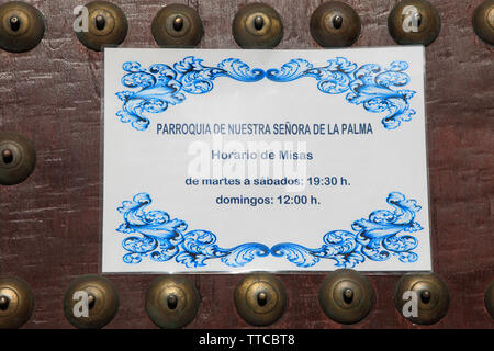 Spain, Andalusia, Cadiz, Nuestra Senora de la Palma Church, Stock Photo