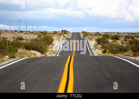 Straight road in Death Valley, California, USA Stock Photo