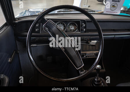 PAAREN IM GLIEN, GERMANY - JUNE 08, 2019: Interior of compact executive car BMW 1600 Cabriolet (BMW 02 Series). Die Oldtimer Show 2019. Stock Photo