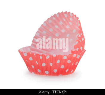 Paper cupcake cups isolated on white background Stock Photo