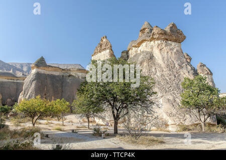 turkey kapadokya located under the name of Simon Paşabağları other natural volcanic formations in the valley. Stock Photo