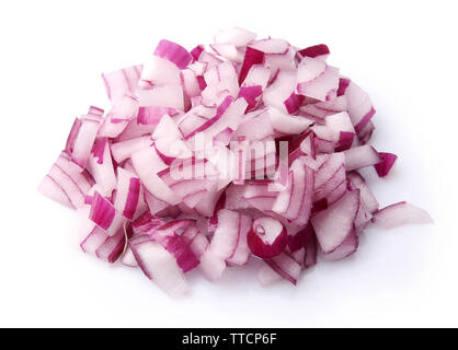 Chopped red onion isolated on white background Stock Photo