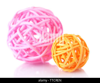 Decorative wicker balls, isolated on white Stock Photo