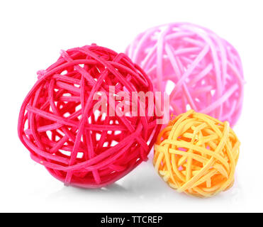 Decorative wicker balls, isolated on white Stock Photo