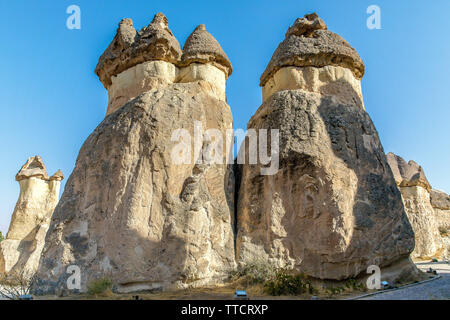 turkey kapadokya located under the name of Simon Paşabağları other natural volcanic formations in the valley. Stock Photo