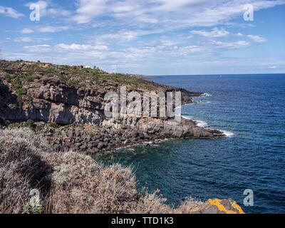 Sea, coast and cliff of Pantelleria, Sicily, Italy, beautiful mediterranean island Stock Photo