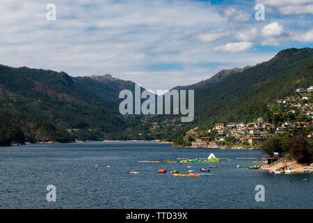 Scenic view of the lake at the Canicada Dam at the Peneda Geres National Park, in Portugal, Europe. Stock Photo