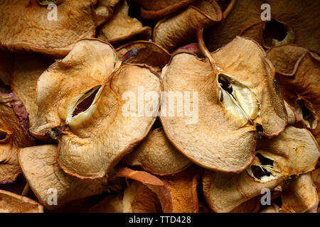 healthy delicious slices of dried apples, vegan food Stock Photo