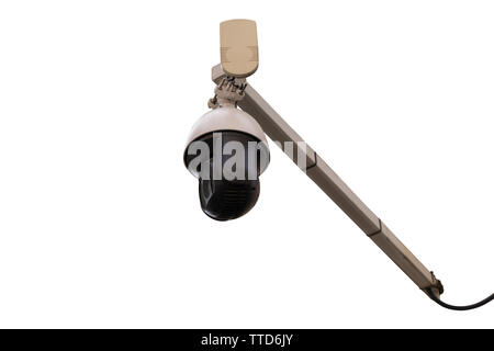 Street security camera isolated on white Stock Photo