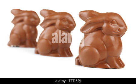 Chocolate Easter bunnies, isolated on white Stock Photo